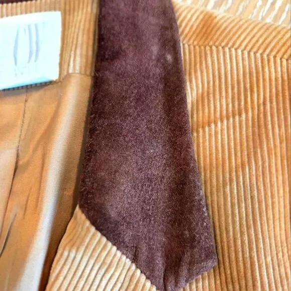 Vintage Clifford & Wills Corduroy Women's Camel Blazer Suede Collar Elbow Patch - Picture 9 of 9